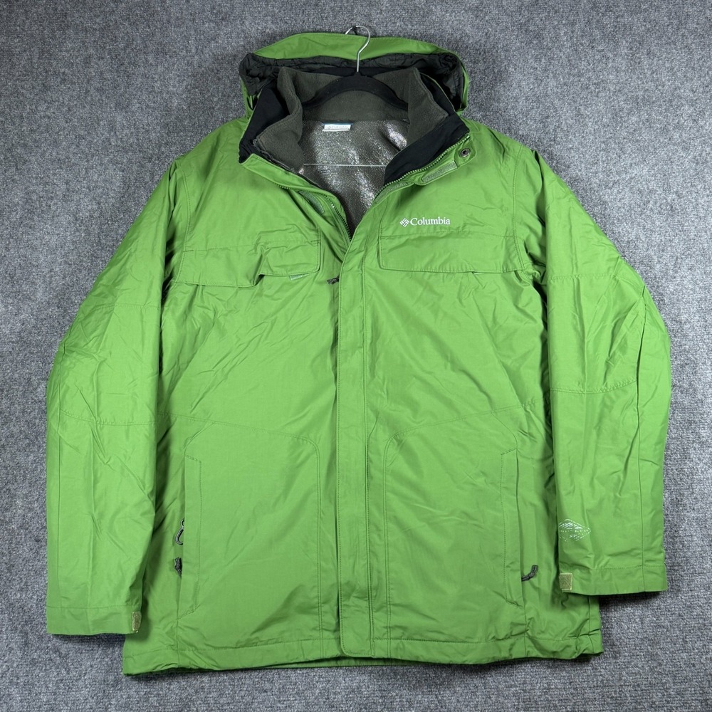 Columbia Jacket Mens Large Green Waterproof Light Wind Rain Hiking Gorpcore
